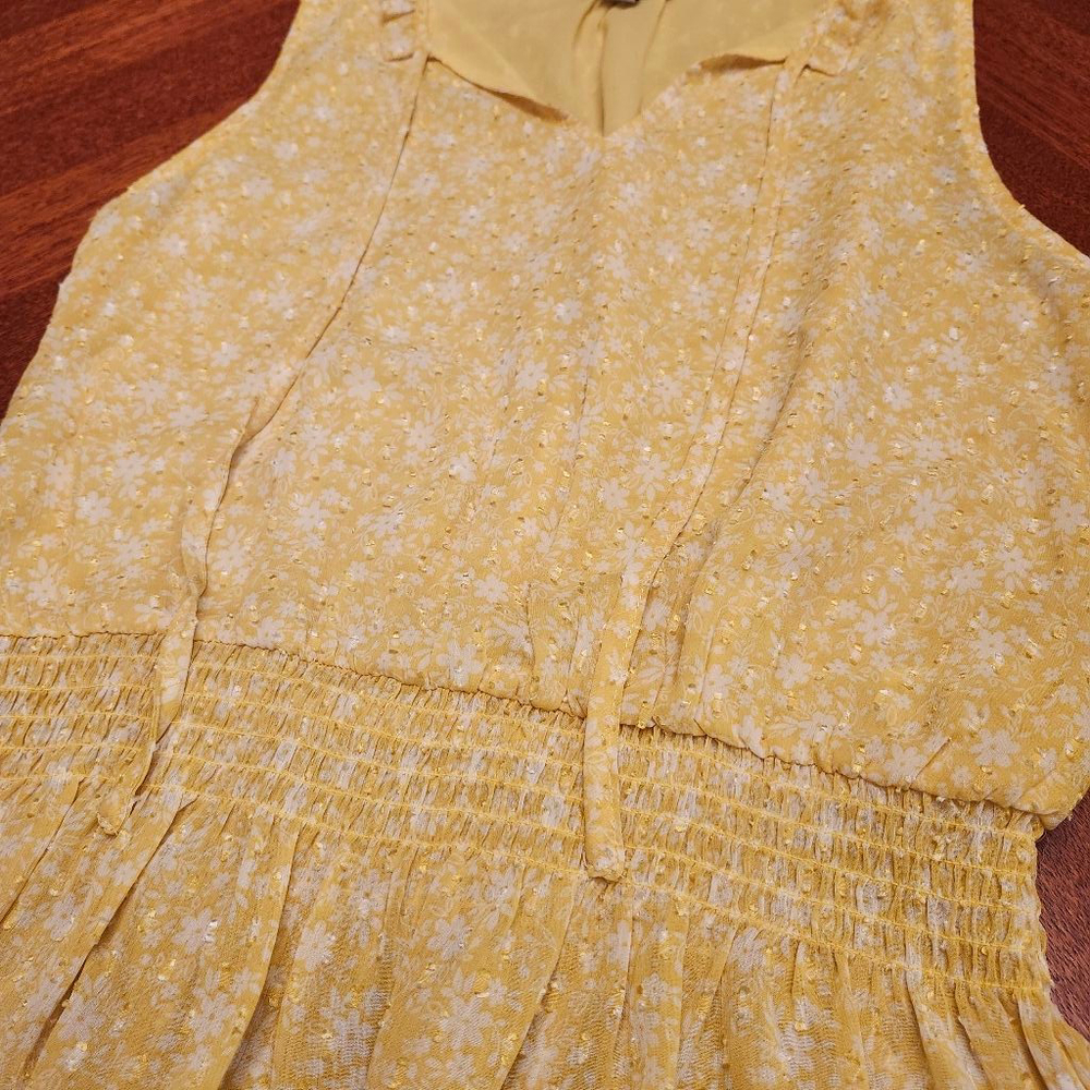 Women's CAROLINA BELLE Yellow White Floral Blouse S A1 - Picture 3 of 7